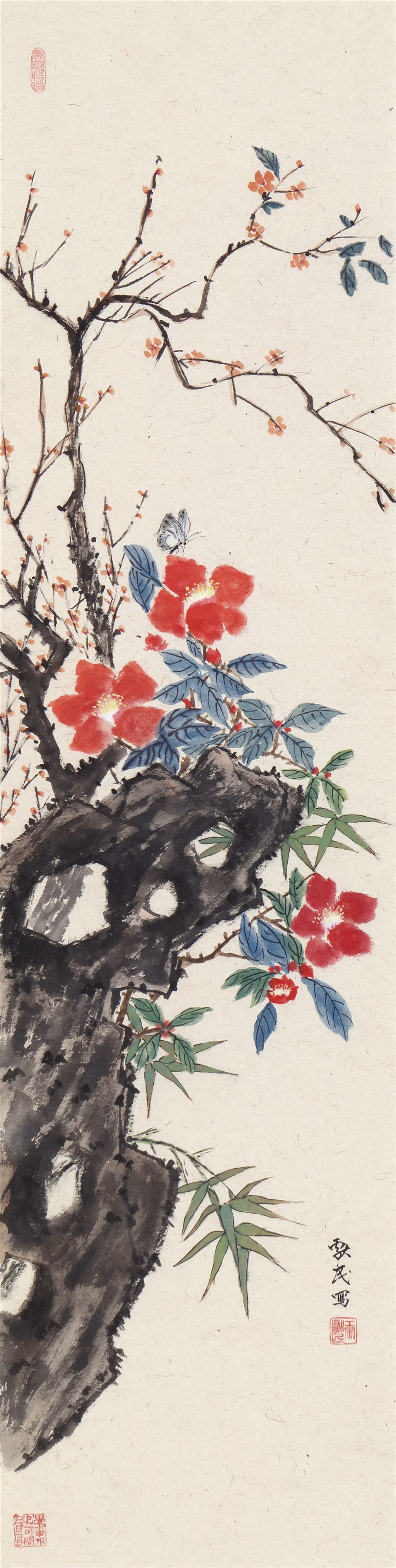 王献民 山茶 138cm×35cm 中国画.jpg 王献民 山茶 138cm×35cm 中国画.jpg
